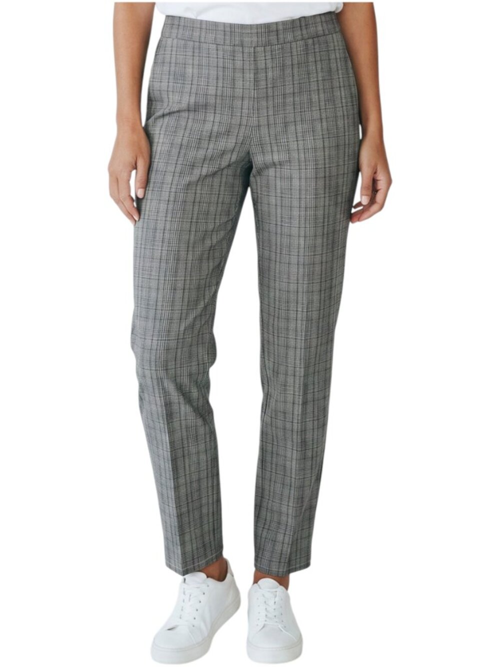 BERKLEY JENSEN Tan Gray Plaid Millennium Tummy Control Stretch Pull On Pants -XL